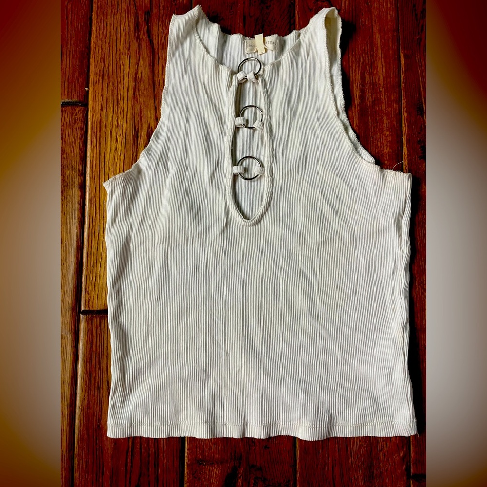 White cotton tank crop top